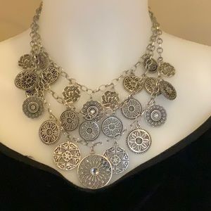 Premier Silver Tone Coins Set: Earrings & Bracelet Also Included